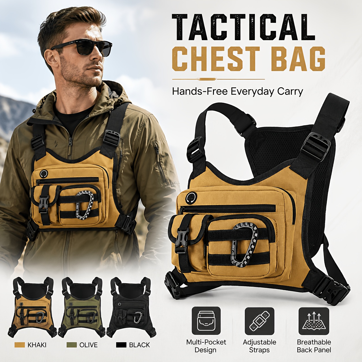 Cycling Hand Gear - Tactische borsttas met meerdere vakken, sporttas,