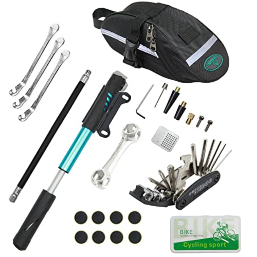 Bicycle Repair Kit - Fietsreparatieset bevat 16-in-1 gereedschap, 120Psi mini-fietspomp,